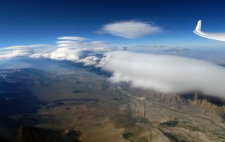 Lenticular clouds in wave, from 27,000 feet in a Kestel 17 glider near Lone Pine, CA - Photo: Gordon Boettger