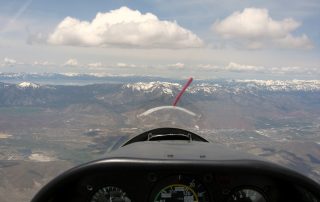 Looking west towards Lake Tahoe, with the yaw string pretty straight. Kind of.