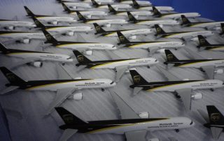 A fleet of UPS Boeing 757 models ready for inspection. Photo: Herpa Wings