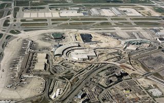 August 2002 – YYZ’s New Terminal 1 is under construction, with the completed Infield Complex in the background. Photo: Air Canada