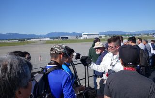 AvGeeks and Plane Spotters wait for the British Airways A380 inaugural at YVR.