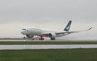 At least I got THIS great shot! Cathay Pacific A350 rotates on the return flight from YVR to HKG.