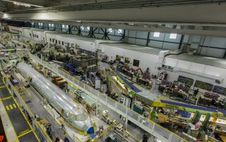 Bombardier's CRJ-series assembly line in Mirabel, Quebec