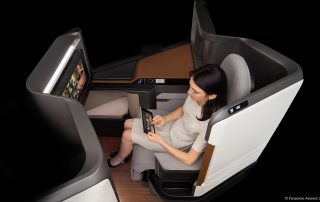 Panasonic Avionics' Waterfront seating system includes a wireless IFE controller. Photo: Panasonic Avionics