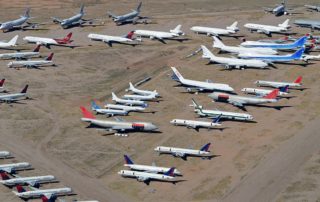 Pinal Air Park in 2014, with a mix of stored aircraft and planes being recycled. Photo: Alan Wilson | Wikicommons